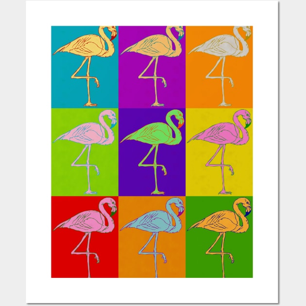 Flamingo Bird Popart Style Bright Colorful Original Art Bestseller Gift Wall Art by joannejgg